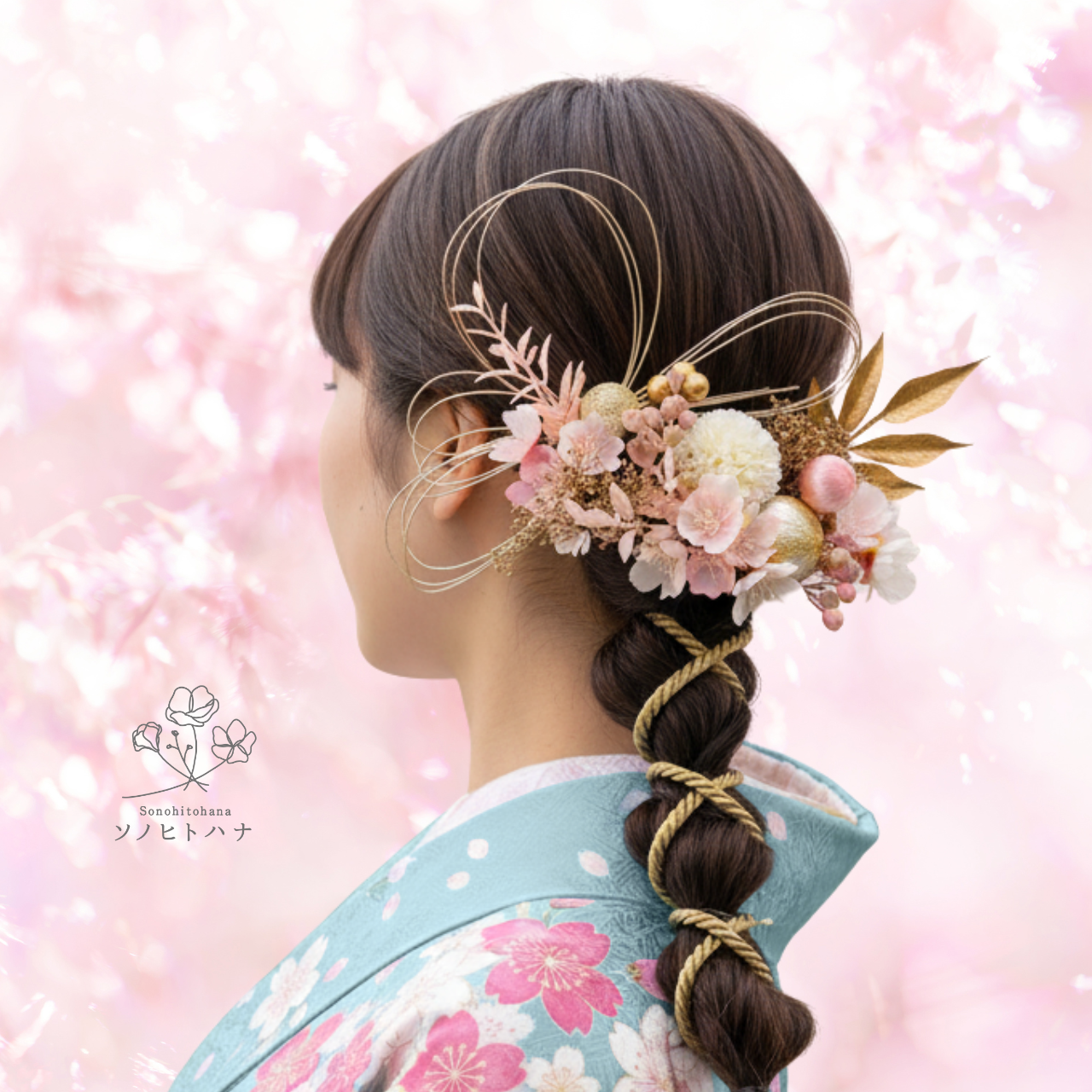 【成人式・卒業式・結婚式】桜ピンクの髪飾り｜振袖・袴・白無垢・色打掛に　KA-2506