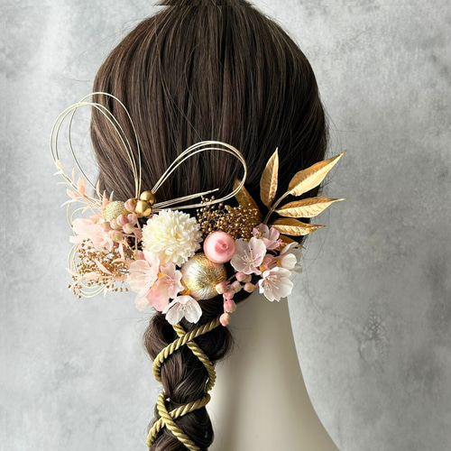 成人式・卒業式・結婚式】桜 ピンク 水引の髪飾り｜振袖・袴・白無垢