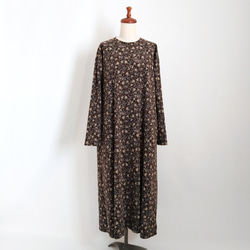 再販！× 10  新色！ボタニカルコーデュロイのワンピース  ブラウン 5枚目の画像