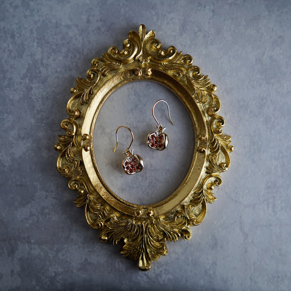 秋の実り／柘榴のピアス（イヤリング） 2枚目の画像