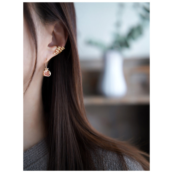 秋の実り／柘榴のピアス（イヤリング） 5枚目の画像