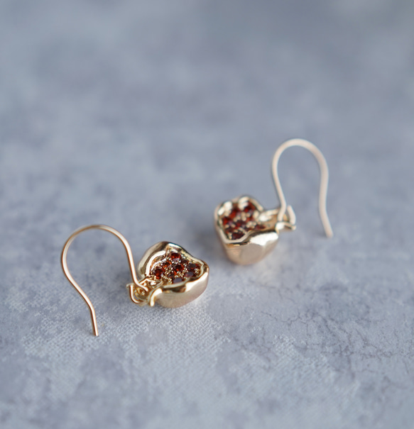 秋の実り／柘榴のピアス（イヤリング） 4枚目の画像