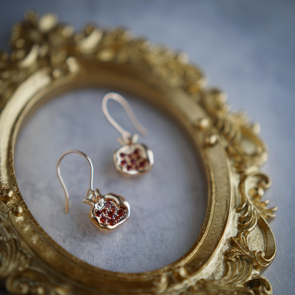 秋の実り／柘榴のピアス（イヤリング） 3枚目の画像