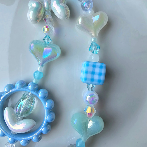 ミスティック・ブルーストラップ スマホストラップ ビーズストラップ