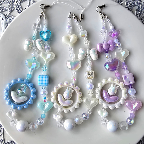 ミスティック・ブルーストラップ スマホストラップ ビーズストラップ