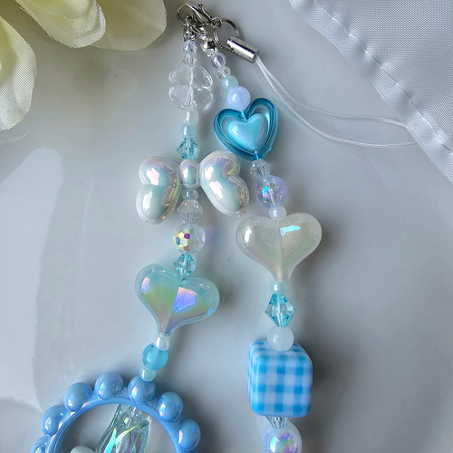 ミスティック・ブルーストラップ スマホストラップ ビーズストラップ