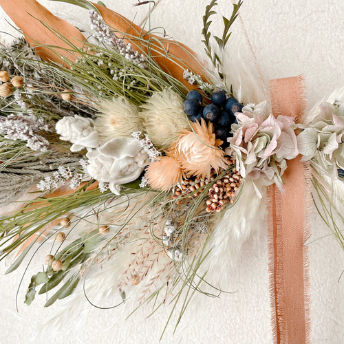 横向きスワッグ ナチュラル ドライフラワー 横長スワッグ スワッグ