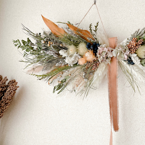 横向きスワッグ ナチュラル ドライフラワー 横長スワッグ スワッグ