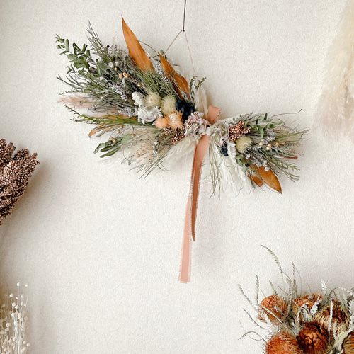 横向きスワッグ ナチュラル ドライフラワー 横長スワッグ スワッグ