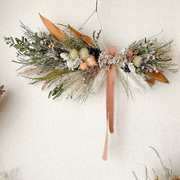 横向きスワッグ ナチュラル ドライフラワー 横長スワッグ スワッグ