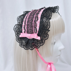 ハート ベレー帽 タータンチェック ピンク 黒 ロリィタ 地雷 量産