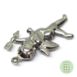 矢を持ったキューピッド（シルバー/天使/エンジェル/翼/羽）の304ステンレス製のチャーム 2個セット #C-0381 3枚目の画像