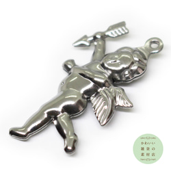 矢を持ったキューピッド（シルバー/天使/エンジェル/翼/羽）の304ステンレス製のチャーム 2個セット #C-0381 2枚目の画像