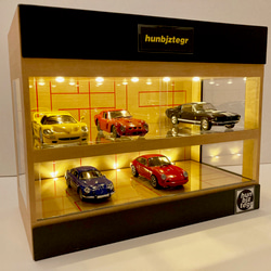1/43展示14台可・黒大理石・2層式ディスプレーBOX/2色LED30灯
