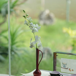 手作り吹きガラス花瓶 透明＆磨砂ブルー 禅意インテリア＆水培花器