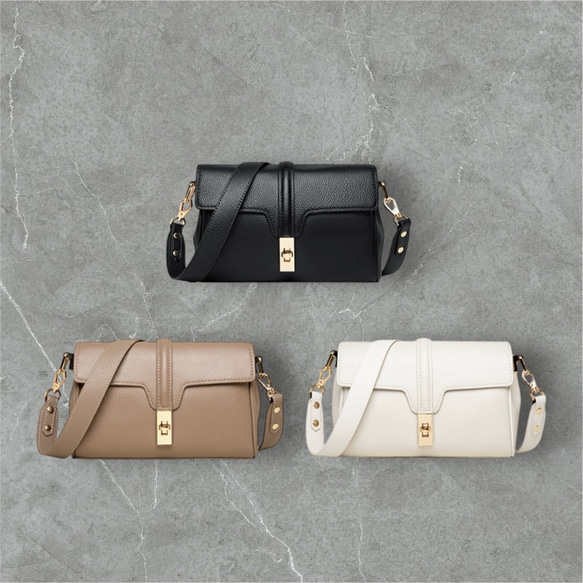 本革　エレガントデザインバッグ　2way ストラップ2本付き 5枚目の画像