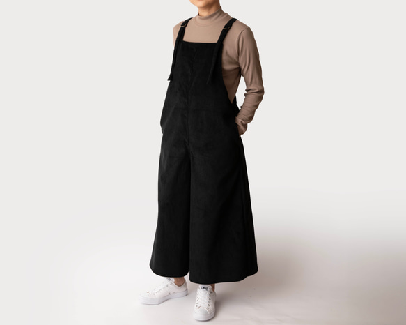 秋冬新作　コーデュロイ【大人のサロペットパンツ】サイズSMLオーダー　ブラック 4枚目の画像