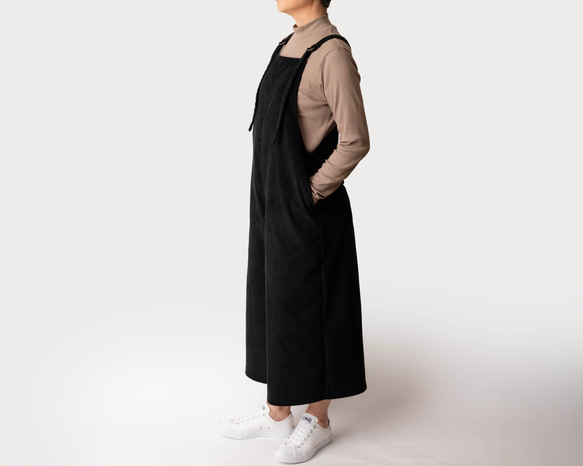 秋冬新作　コーデュロイ【大人のサロペットパンツ】サイズSMLオーダー　ブラック 2枚目の画像