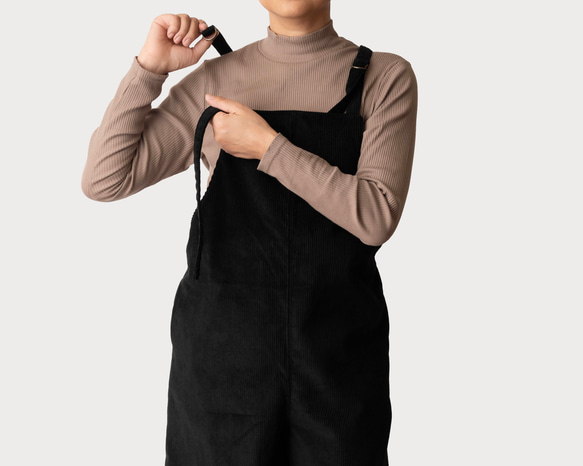 秋冬新作　コーデュロイ【大人のサロペットパンツ】サイズSMLオーダー　ブラック 6枚目の画像