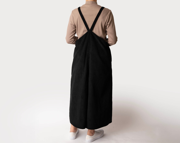 秋冬新作　コーデュロイ【大人のサロペットパンツ】サイズSMLオーダー　ブラック 3枚目の画像