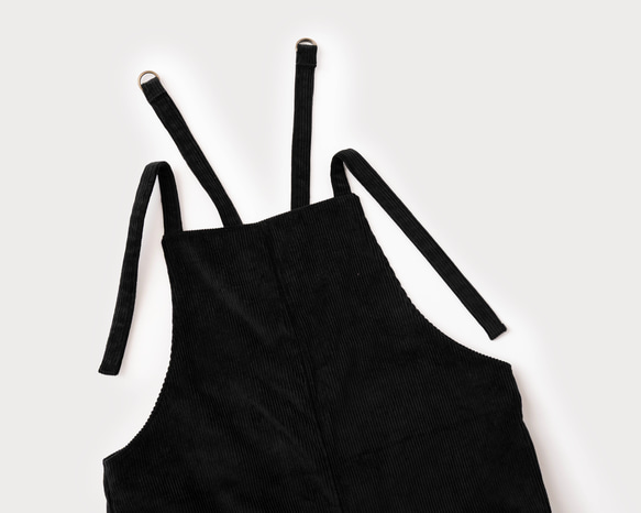 秋冬新作　コーデュロイ【大人のサロペットパンツ】サイズSMLオーダー　ブラック 5枚目の画像