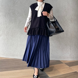 体型カバー洒落見え♡2枚仕立てあったかフリルニットジレ♡毛玉少ない 黒【フリー】フォーマル KMC-772 605163 11枚目の画像