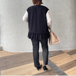 体型カバー洒落見え♡2枚仕立てあったかフリルニットジレ♡毛玉少ない 黒【フリー】フォーマル KMC-772 605163 12枚目の画像