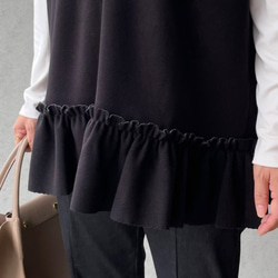 体型カバー洒落見え♡2枚仕立てあったかフリルニットジレ♡毛玉少ない 黒【フリー】フォーマル KMC-772 605163 7枚目の画像