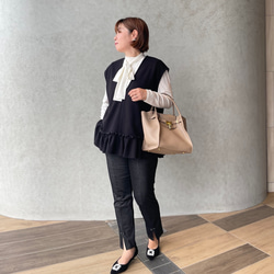 体型カバー洒落見え♡2枚仕立てあったかフリルニットジレ♡毛玉少ない 黒【フリー】フォーマル KMC-772 605163 13枚目の画像