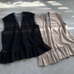 体型カバー洒落見え♡2枚仕立てあったかフリルニットジレ♡毛玉少ない 黒【フリー】フォーマル KMC-772 605163 14枚目の画像