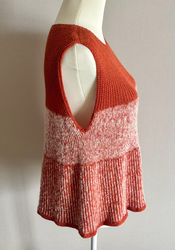 手編みベスト ベビーアルパカ&シルクの毛糸を使用 6枚目の画像