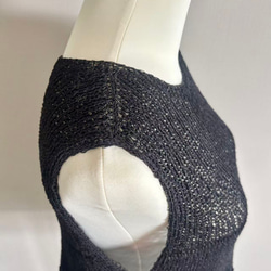 手編み 和紙使用 Aラインシルエット(黒) 5枚目の画像