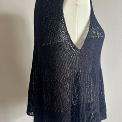 手編み 和紙使用 Aラインシルエット(黒) 6枚目の画像