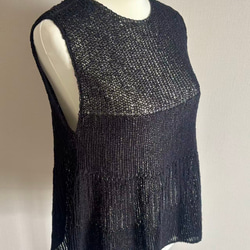 手編み 和紙使用 Aラインシルエット(黒) 1枚目の画像