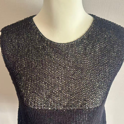 手編み 和紙使用 Aラインシルエット(黒) 3枚目の画像