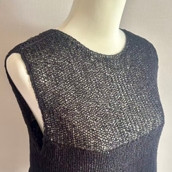 手編み 和紙使用 Aラインシルエット(黒) 2枚目の画像