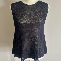 手編み 和紙使用 Aラインシルエット(黒) 4枚目の画像