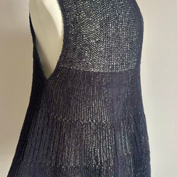 手編み 和紙使用 Aラインシルエット(黒) 7枚目の画像