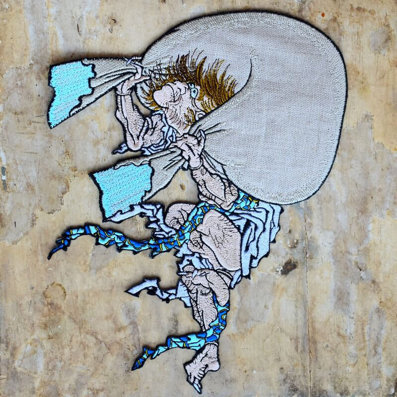 刺繍のワッペン 風まかせの風来坊[雲海の飛翔_風神]浮世絵妖怪神さま