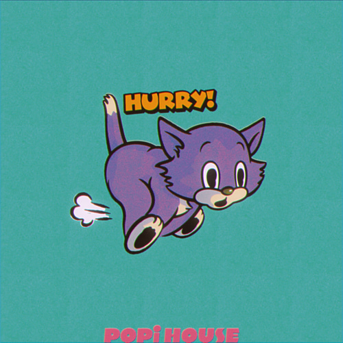 HURRY! CAT】カッティングステッカー/1枚/ホワイト 白/アメリカン