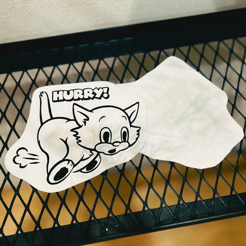 HURRY! CAT】カッティングステッカー/1枚/ホワイト 白/アメリカン