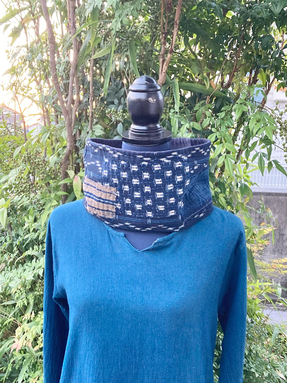A2 襤褸 スヌード 古布 リメイク 藍染 藍染め パッチワーク 刺し子