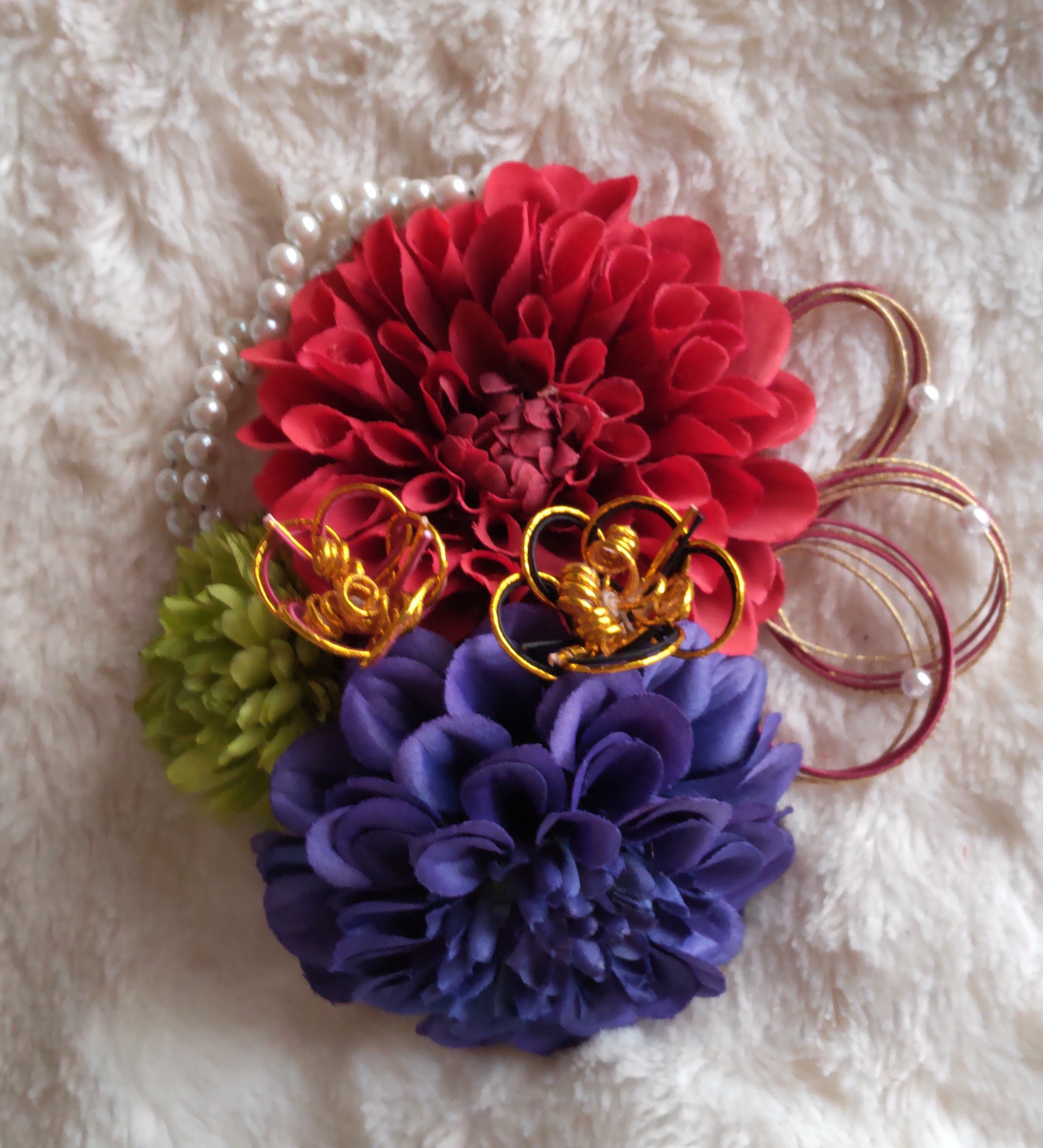 造花髪飾り　ダリア　ジニア　マム
