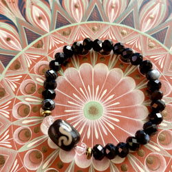 開光済☆ 龍六眼天珠&グレーサンストーンブレスレット 開光済☆ 龍六眼天珠&グレーサンストーンブレスレット