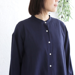 とろけるような肌ざわり 秋のはじまりに✦ 東炊きコットン チュニック丈ロングシャツ（ネイビー）TP09 12枚目の画像