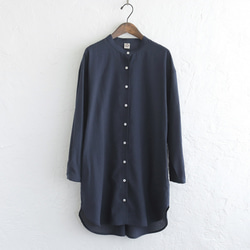 とろけるような肌ざわり 秋のはじまりに✦ 東炊きコットン チュニック丈ロングシャツ（ネイビー）TP09 15枚目の画像