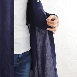 とろけるような肌ざわり 秋のはじまりに✦ 東炊きコットン チュニック丈ロングシャツ（ネイビー）TP09 11枚目の画像