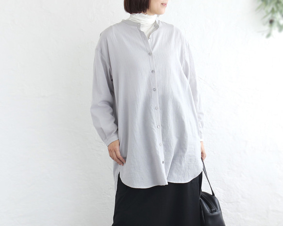 とろけるような肌ざわり 秋のはじまりに✦ 東炊きコットン チュニック丈ロングシャツ（ネイビー）TP09 19枚目の画像