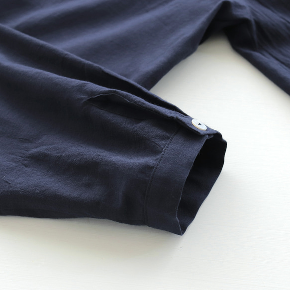 とろけるような肌ざわり 秋のはじまりに✦ 東炊きコットン チュニック丈ロングシャツ（ネイビー）TP09 18枚目の画像