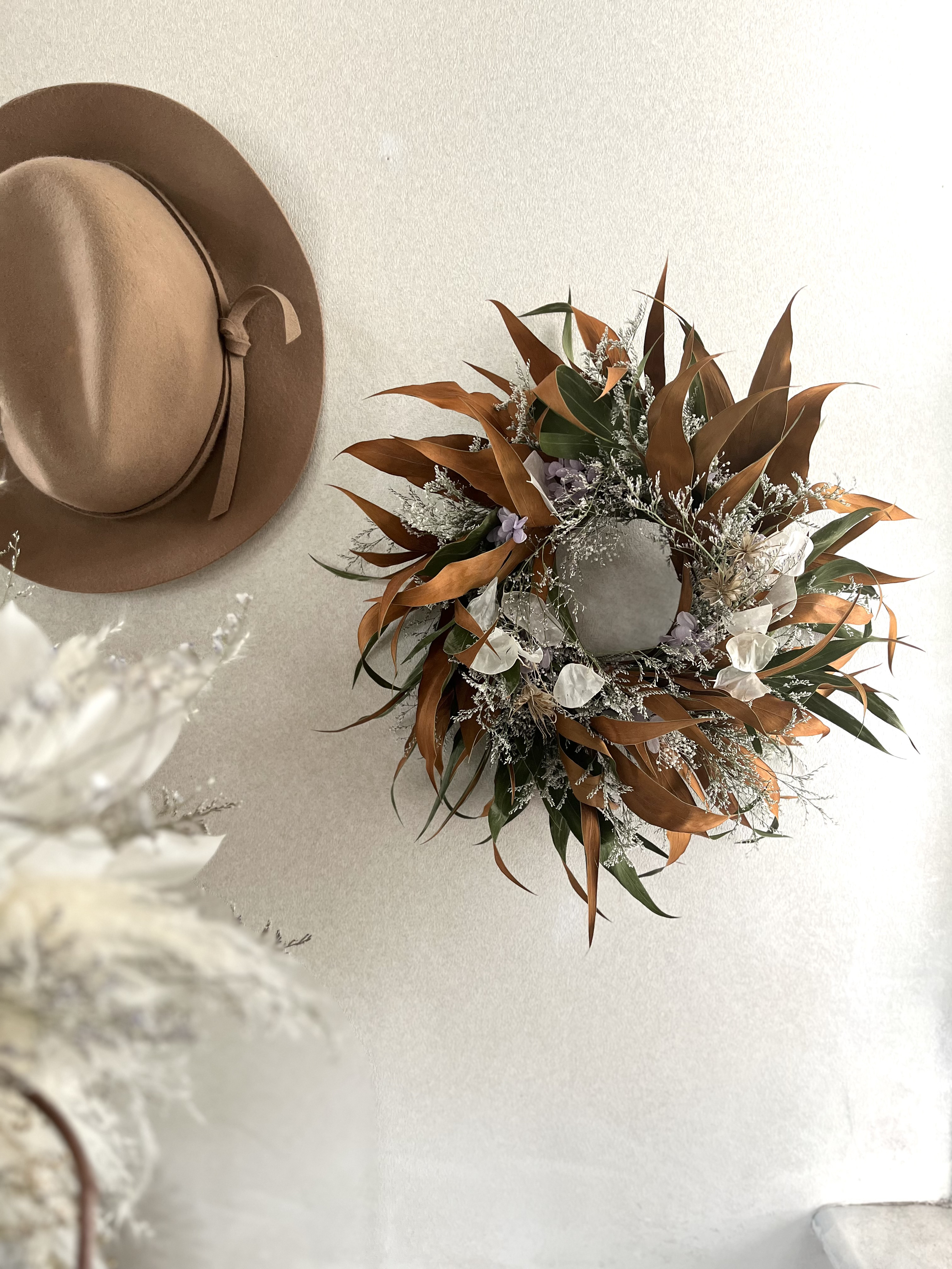 ◼️オレンジブラウンのリース◼️ドライフラワー　インテリア　テラコッタ　ウォームカラー　秋色　ハロウィン